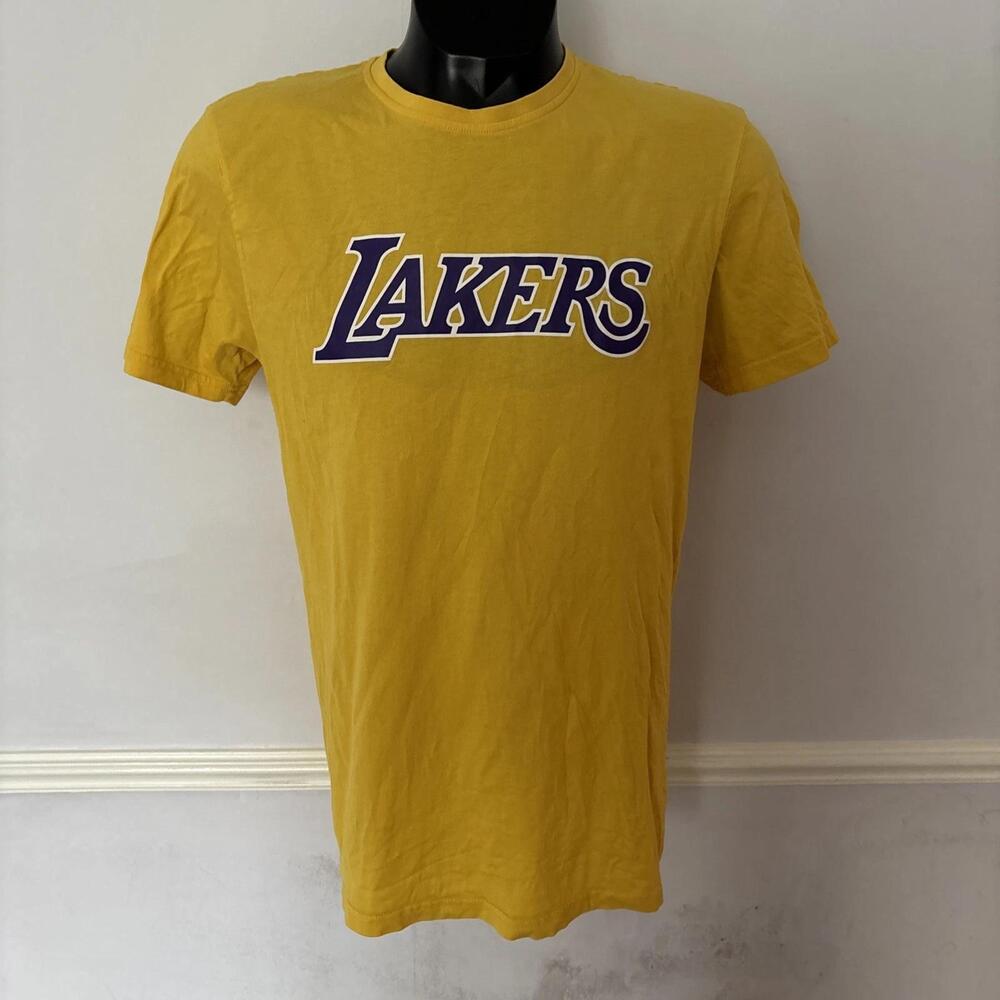 Nba Los Angeles Lakers Basketball T-Shirt Tee Uk Size Medium M Yellow